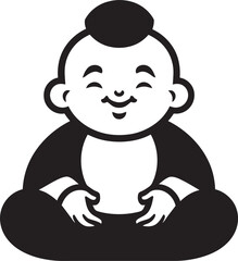 Zen Nursery Buddha Kid Icon Design Divine Kiddo Black Vector Buddha