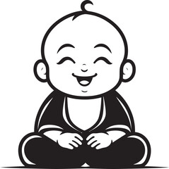 Enlightened Infante Buddha Kid Silhouette Buddha Bambino Vector Icon Design