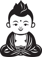Buddha Baby Bloom Mini Monk Silhouette Serenity Seedling Cartoon Buddha Emblem