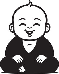 Peaceful Prodigy Black Cartoon Buddha Lotus Little One Buddha Kid Logo