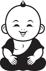 Buddha Babe Cartoon Vector Icon Zen Nursery Buddha Kid Silhouette