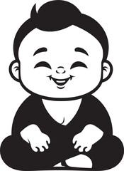 Lotus Little One Buddha Kid Silhouette Serene Sprout Black Cartoon Buddha