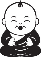 Lotus Little One Mini Monk Emblem Harmony Hatchling Cartoon Buddha Silhouette