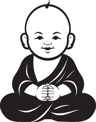 Enlightened Infante Cartoon Kid Buddha Buddha Bambino Black Vector Icon