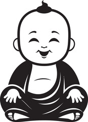 Tranquil Tot Black Buddha Icon Design Buddha Babe Cartoon Vector Silhouette