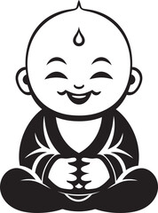 Chibi Zen Zephyr Mini Monk Silhouette Enlightened Infante Cartoon Kid Buddha