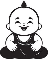 Harmony Hatchling Mini Monk Icon Tranquil Tot Black Buddha Emblem