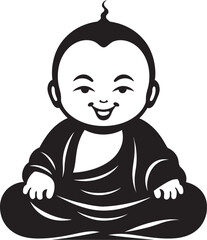 Tranquil Tot Black Buddha Emblem Buddha Babe Buddha Kid Silhouette