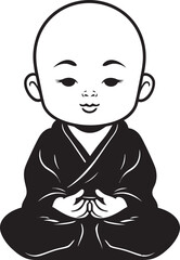 Chibi Zen Zephyr Black Kid Buddha Enlightened Infante Buddha Icon Emblem