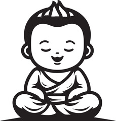 Divine Kiddo Black Vector Kid Buddha Baby Bloom Buddha Silhouette Design