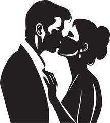 Whispered Affection Black Logo Design Heartfelt Embrace Romantic Couple Icon