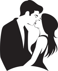 Endless Affection Vector Silhouette Icon Blissful Kiss Black Romance Design