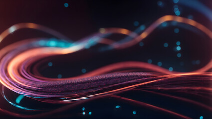 Abstract colorful twisted lines on dark background, computer generated abstract background. Generative AI