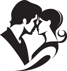 Intimate Devotion Black Romance Emblem True Loves Embrace Romantic Icon Emblem