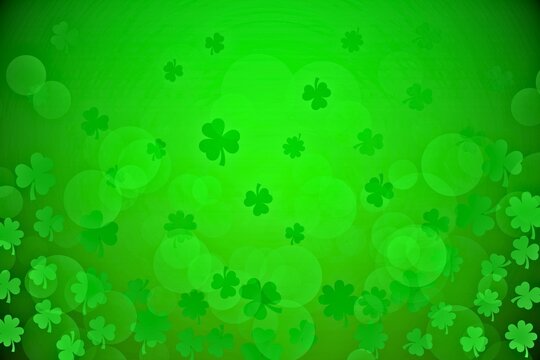 Shamrock background. St Patrick's Day green background decorated with lucky clover leaf border. Art frame of Clover shamrock leaves. Abstract green backdrop for design