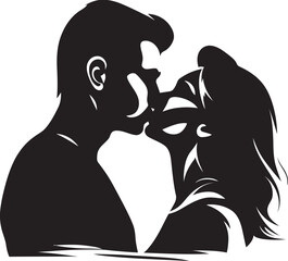 Eternal Bond Romantic Silhouette Emblem Infinite Passion Vector Kissing Design