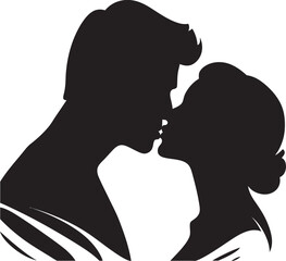 Everlasting Bliss Black Kissing Emblem Cherished Embrace Vector Romance Icon