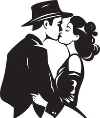 Sensual Affection Vector Kissing Emblem Loves Whisper Black Iconic Design