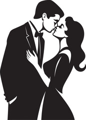 Everlasting Embrace Black Silhouette Emblem Cherished Love Iconic Vector Romance