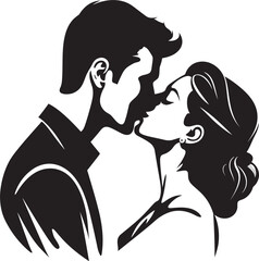 Loves Embrace Black Silhouette Design Eternal Affection Romantic Icon Emblem
