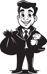 Capital Sentinel Black Moneybag Emblem Economic Guardian Emblematic Design