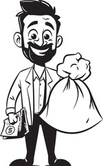 Wealth Sentinel Black Logo Emblem Treasury Monitor Moneybag Vector Icon