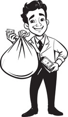 Dollar Custodian Wealthy Money Bag Wealth Sentinel Black Logo Emblem