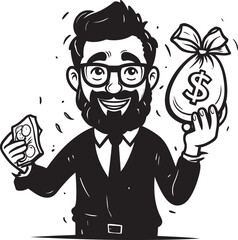 Dollar Custodian Black Emblem Design Wealth Sentinel Money Bag Vector Icon