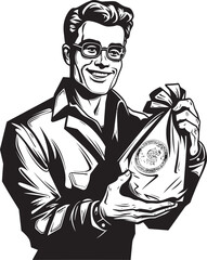 Economic Custodian Black Emblem Wealth Monetary Guardian Emblematic Money Bag