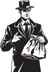 Capital Captain Black Bag Holder Economic Steward Vector Emblem Icon