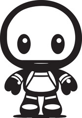 Cute Bomber Robot Iconic Black Logo Bomb Dropper Buddy Vector Emblem Mascot