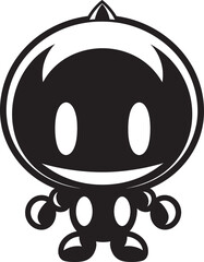 Cute RoboBlaster Black Emblem Design BlastBot Buddy Vector Mascot Emblem