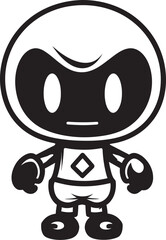 Explosive Dynamo Black Logo Icon Boom Buddy Bot Iconic Vector Design