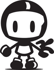 Boom Blaster Bot Black Iconic Emblem RoboBoom Mascot Vector Logo Icon