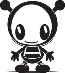 Cute RoboBlaster Vector Mascot Icon BlastBot Buddy Black Logo Emblem