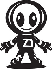 Explosive Dynamo Iconic Black Logo Boom Buddy Bot Vector Emblematic Design