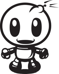 Boom Buddy Bot Vector Mascot Icon Dynamite Drone Black Emblematic Design