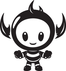 Blastastic Buddy Black Mascot Emblem RoboBlast Mascot Vector Emblematic Icon