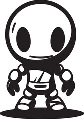Cute Explosive Bot Emblematic Mascot Design Bomber Blaster Buddy Black Vector Icon