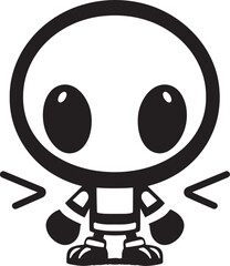 Bomber Bot Bliss Vector Mascot Icon Explosive RoboCharm Black Emblem Design