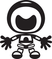 Explosive Bot Buddy Vector Emblematic Icon Boom Blaster Mascot Black Logo Design