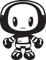 Explosive Bot Mascot Black Emblem Icon Boom Blaster Buddy Vector Iconic Design