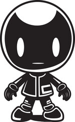 Obraz na płótnie Canvas Bomber Bot Buddy Vector Emblematic Design Cute Explosive Droid Black Logo Icon