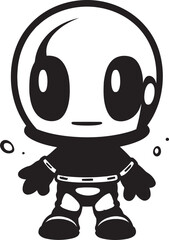 Explosive Bot Buddy Black Emblematic Icon Boom Blaster Mascot Vector Black Logo