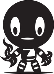 Dynamite Drone Mascot Black Iconic Emblem Explosive Bot Buddy Vector Logo Icon