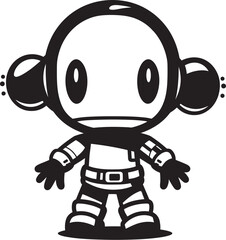 Boom Blaster Mascot Black Iconic Emblem Bombastic Bot Buddy Vector Emblem Design