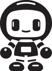Bombastic Bot Buddy Iconic Black Logo Cute Bomber Bot Vector Emblematic Design