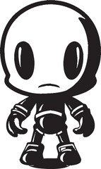 Explosive Bot Buddy Black Emblematic Design Boom Blaster Mascot Vector Iconic Emblem