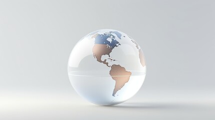 A glase globe with white background, blur effect, space for text - Generative AI