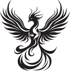 Eternal Flame Phoenix Vector Emblematic Inferno Avian Symbol Black Logo Icon